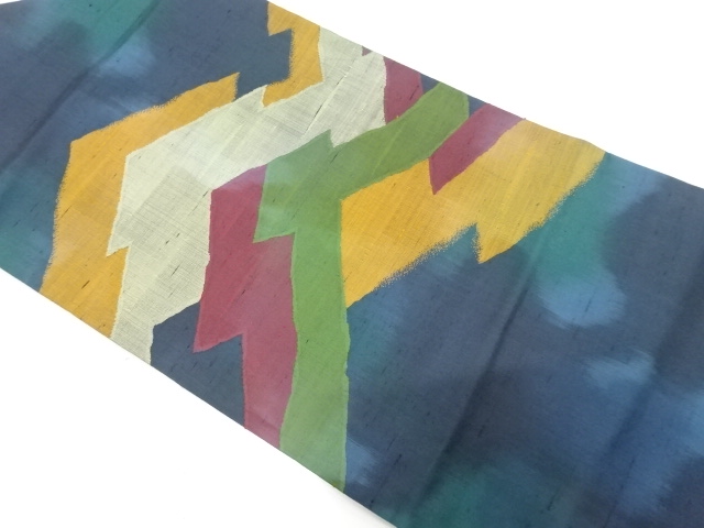 節紬　松皮菱模様織り出し　名古屋帯